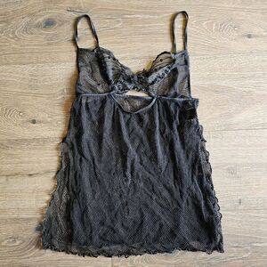 Y2k 2000's Fantasy Lingerie Black Butterfly Mesh Sexy Sheer Top